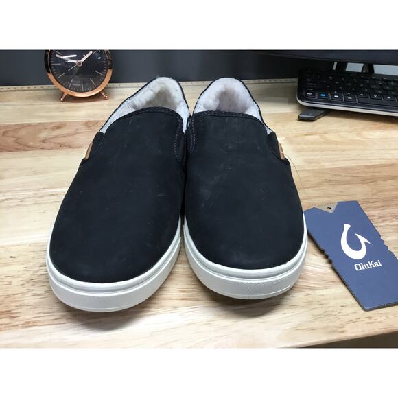 OluKai Pehuea Cozy Sneaker Black Sherling lined - Picture 1 of 7